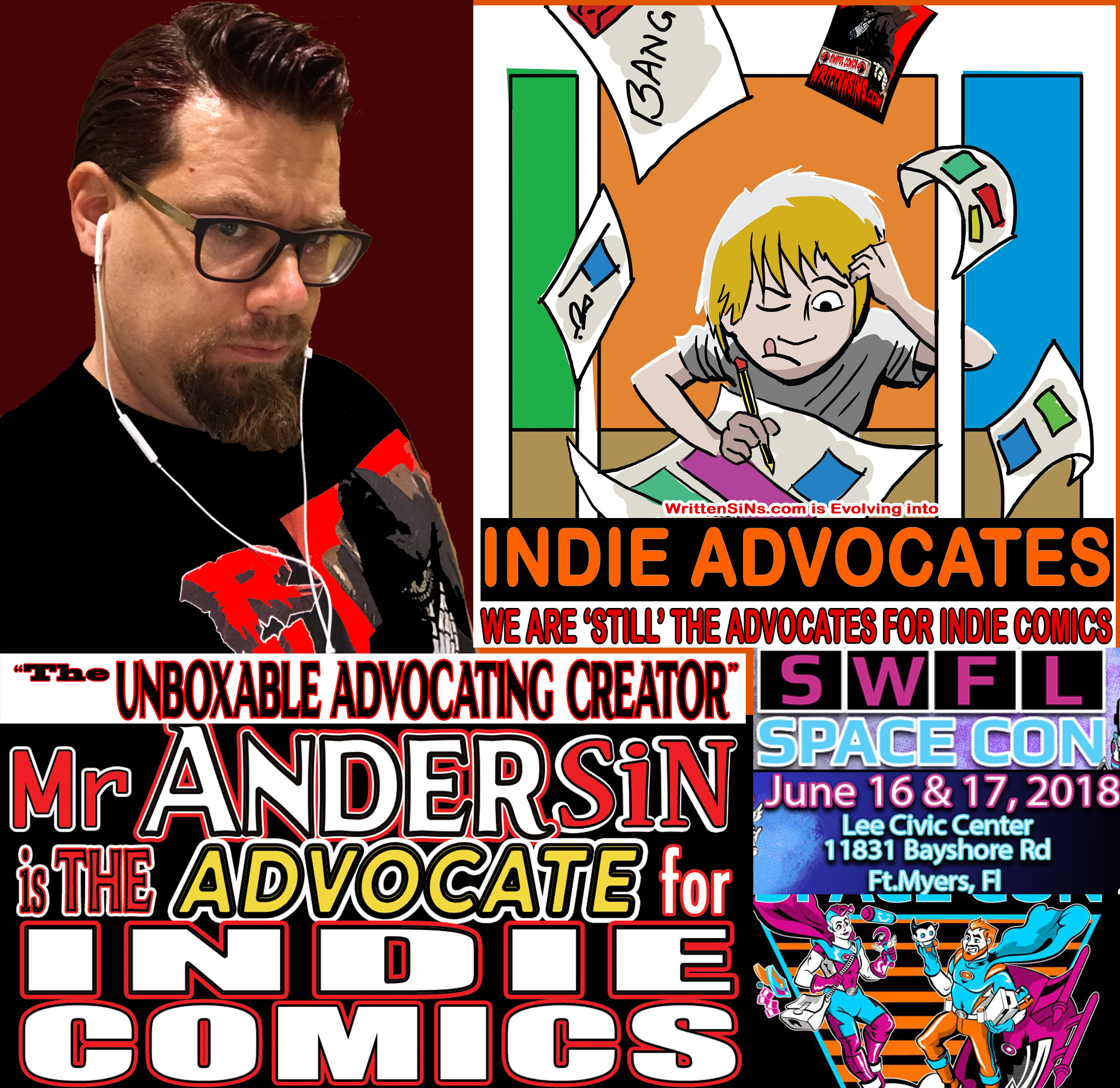 Find Mr. Andersin & INDIE ADVOCATES  at Home in Fort Myers @ SWFL SPACE COMIC CON June 16-17