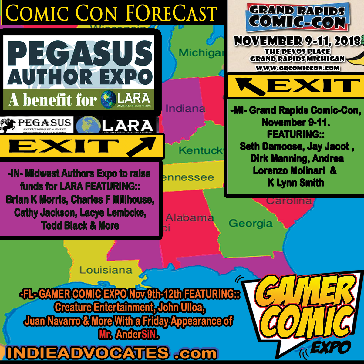 COMIC CON HIGHWAY FLORIDA EXIT:: GAMER COMIC EXPO Nov 9th-12th FEATURING:: Creature Entertainment, John Ulloa,  Juan Navarro & More  With a Friday Appearance of Mr. AnderSiN