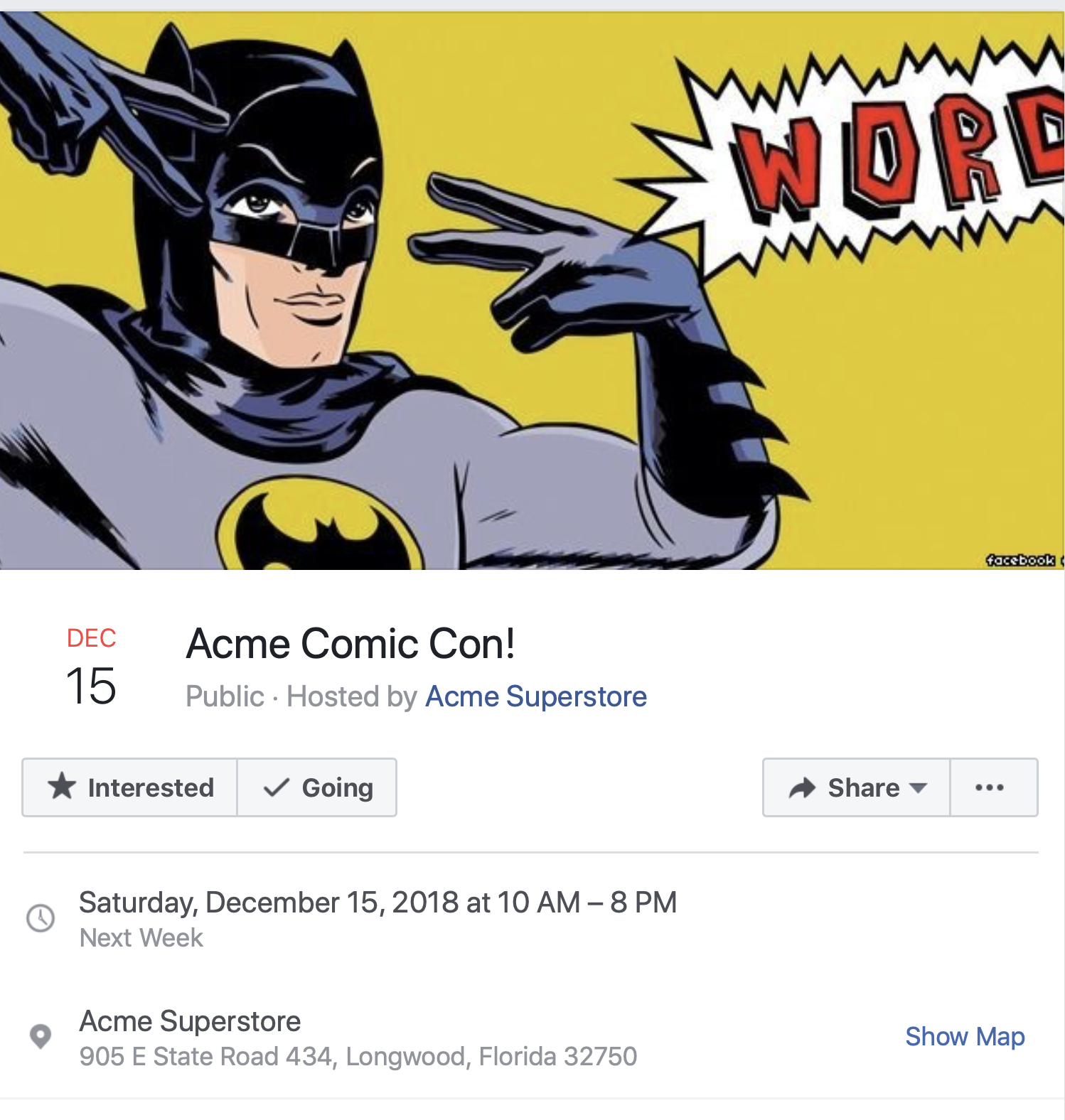 NEXT STOP for Mr. AnderSIN:: ACME COMIC COM (FL)